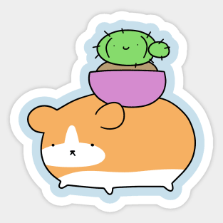 Hamster and Little Cactus Sticker